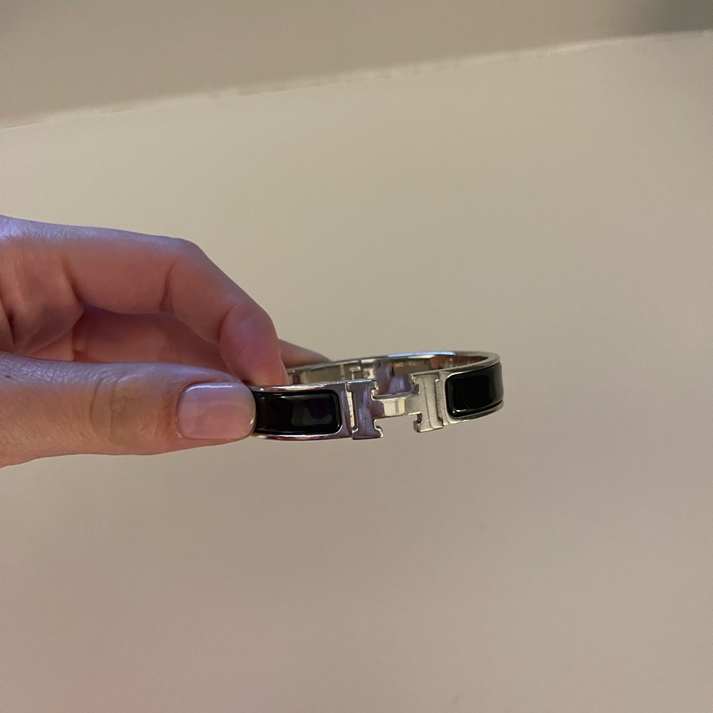 Hermes - black & silver bangle